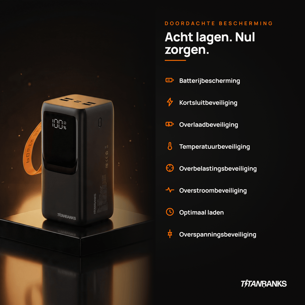 Infographic: acht beschermingslagen van de Titan X powerbank